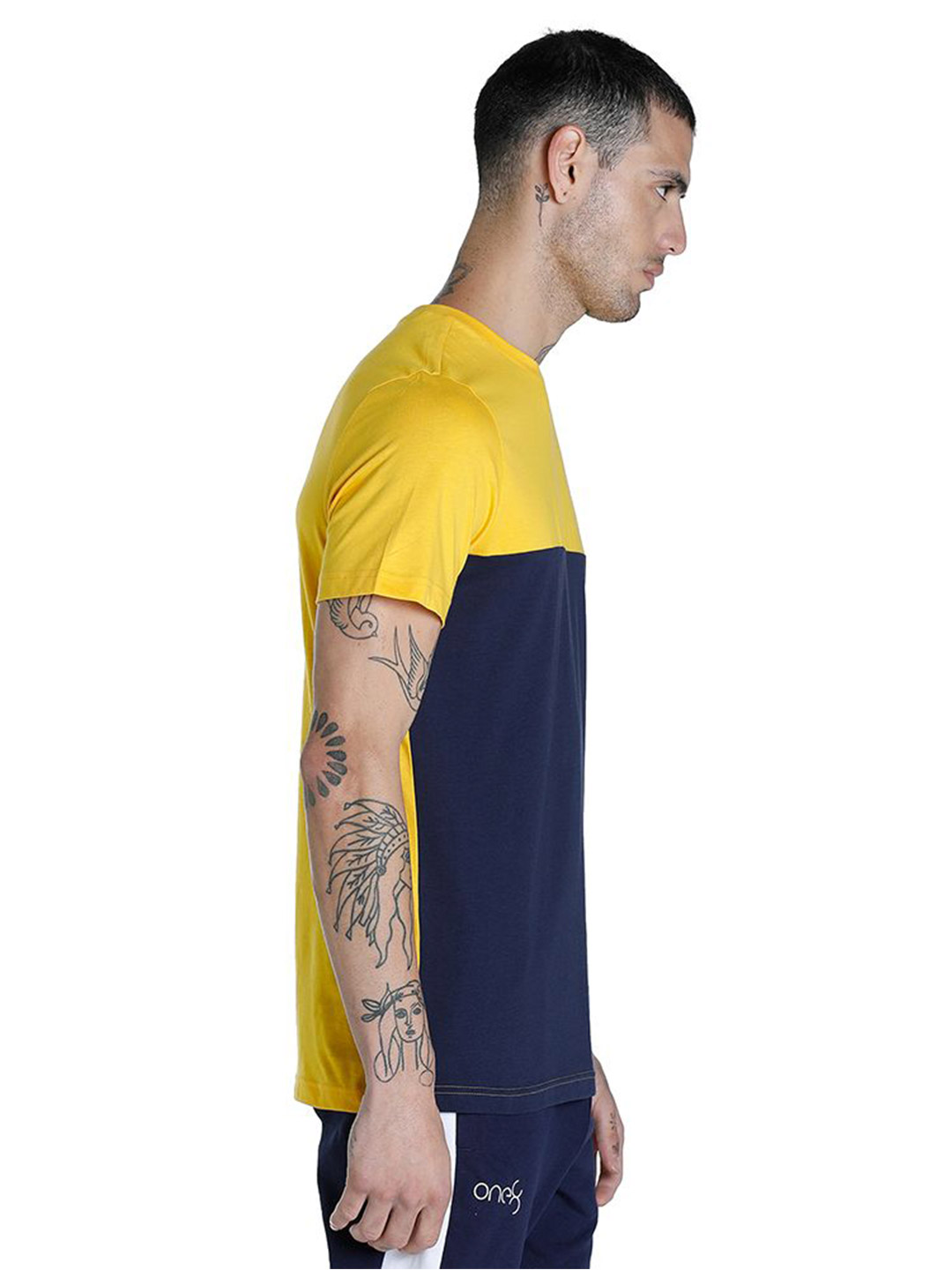 Puma Men Sun Ray Yellow Printed one8 Virat Kohli Color Block T-Shirt (4)