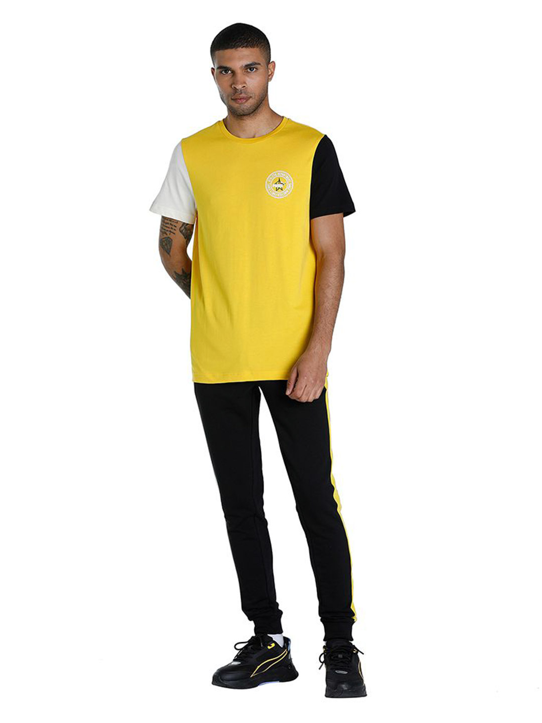 Puma Men Sun Ray Yellow Printed PUMA x 1DER KL Rahul Varsity T-Shirt (5)