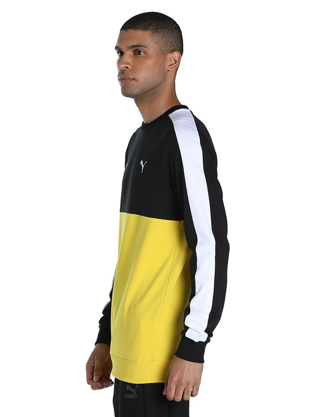 Puma Men Sun Ray Yellow Printed PUMAxONE8 Color Block Crew Sweatshirts (2)