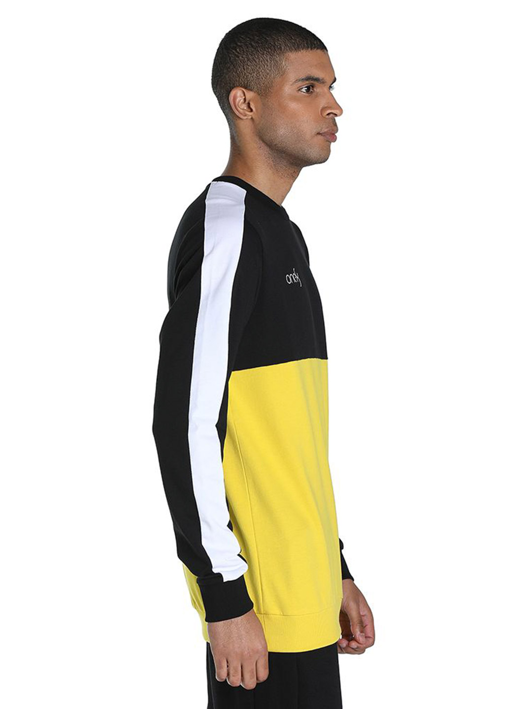 Puma Men Sun Ray Yellow Printed PUMAxONE8 Color Block Crew Sweatshirts (4)