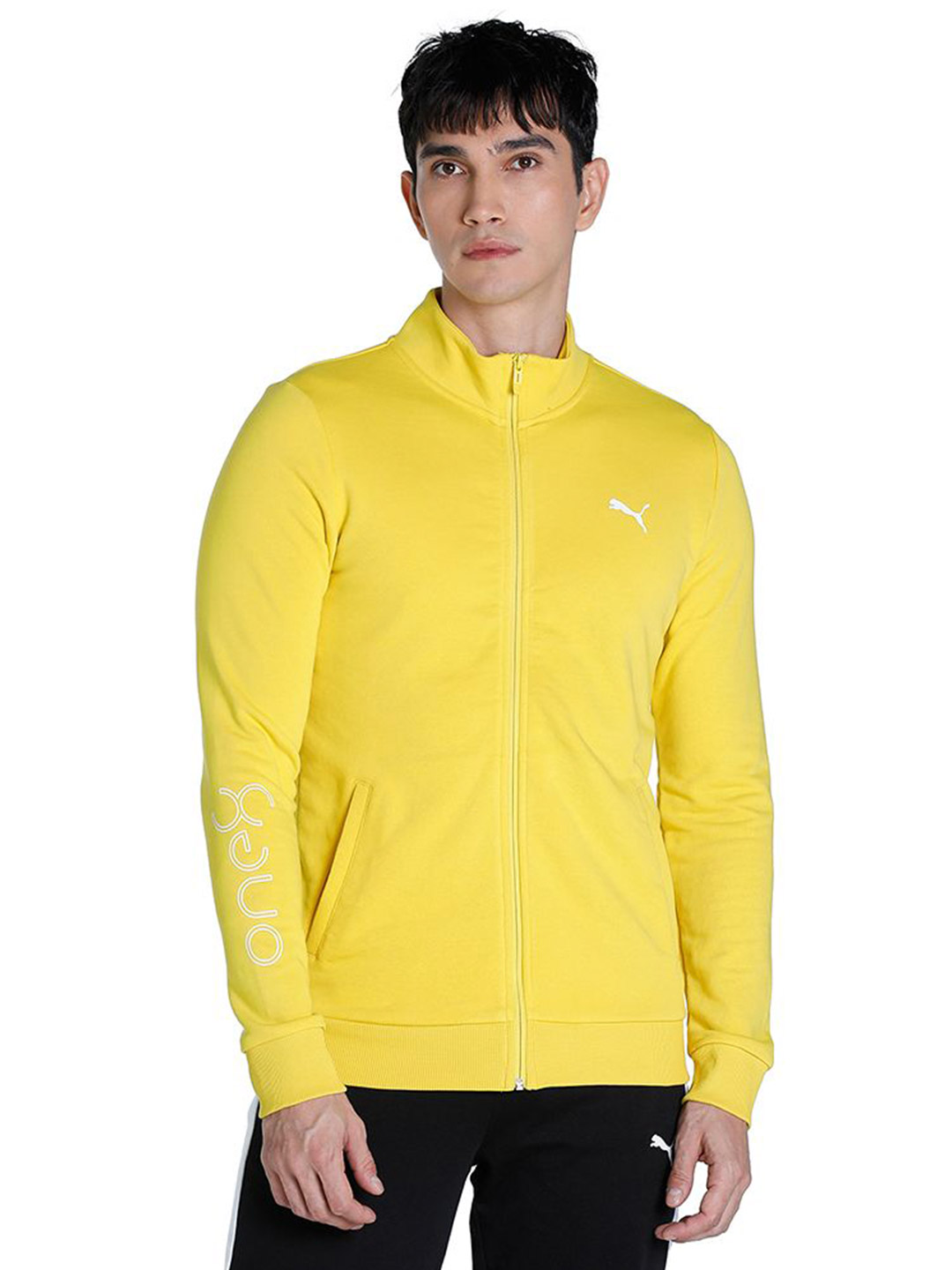 Puma Men Sun Ray Yellow Printed PUMAxONE8 Logo Jacket (1)