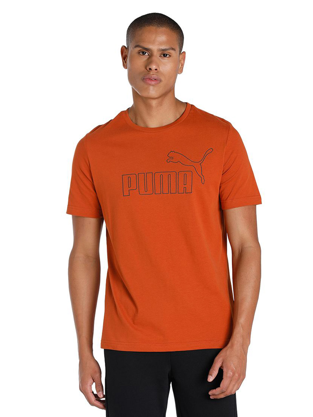 Men Warm Chestnut Printed Essentials Elevated T-Shirt