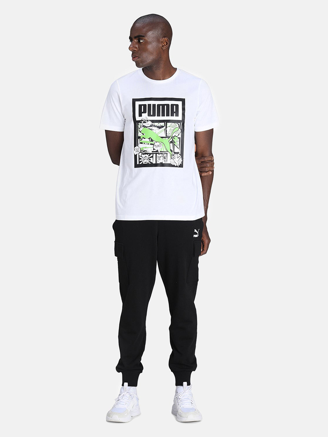 Puma Men White & Black Printed Graphic Box Logo Play T-Shirts (5)