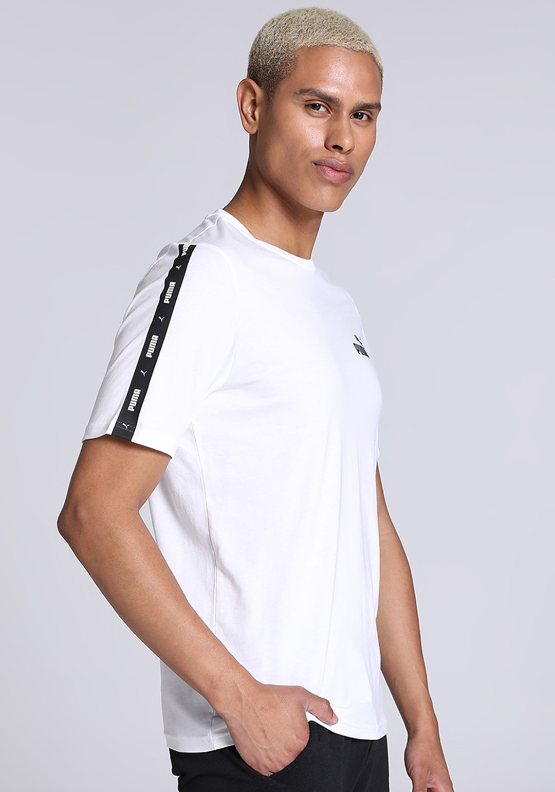 Puma Men White ESS+ Tape T-Shirt (3)
