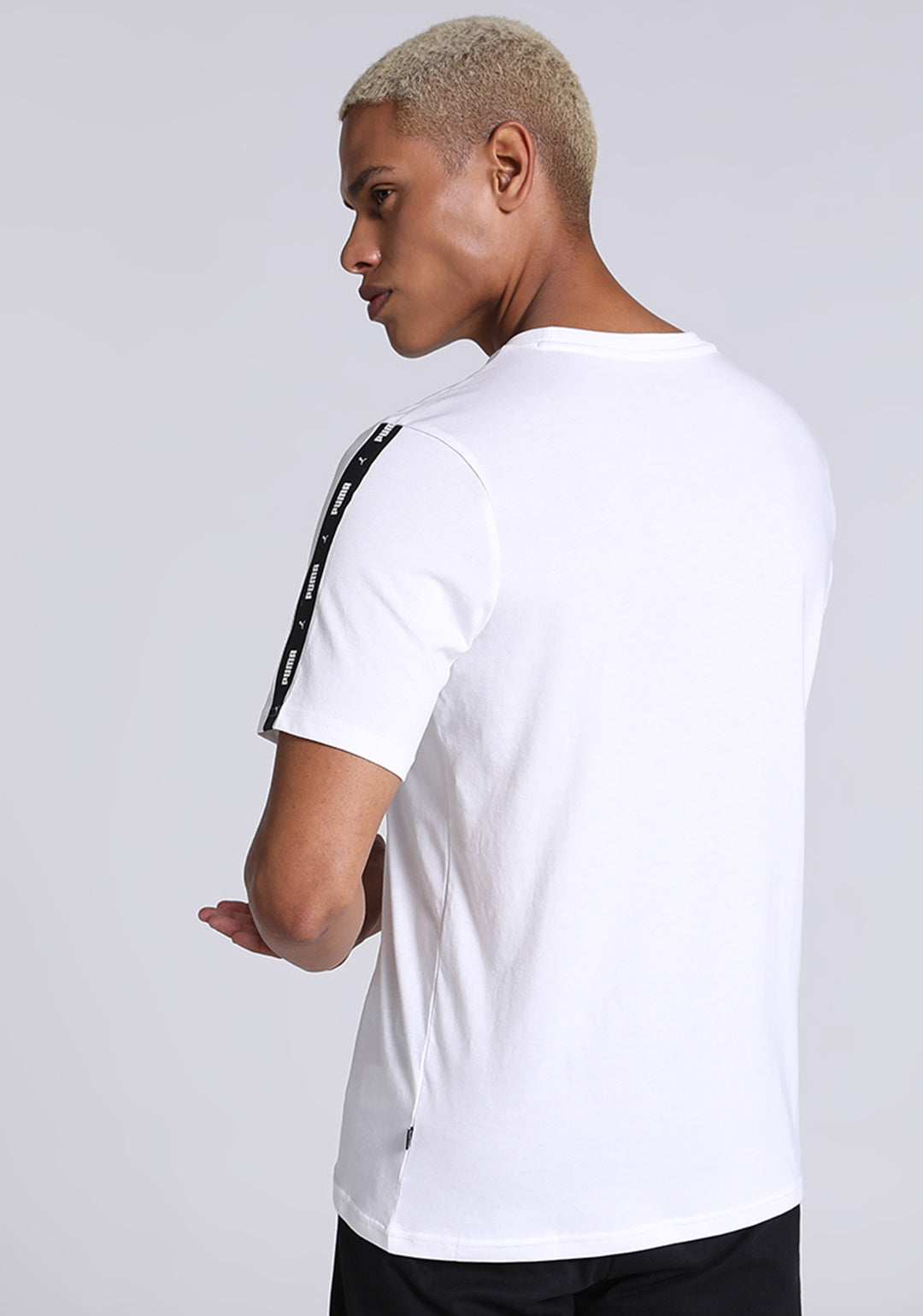 Puma Men White ESS+ Tape T-Shirt (2)
