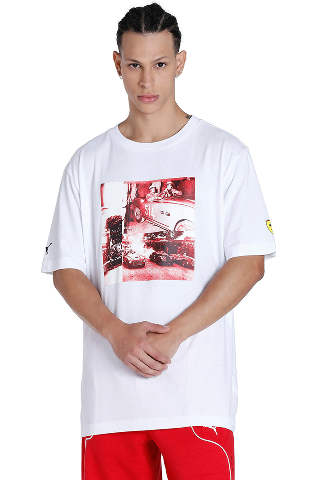 Puma Men White Ferrari Race Road Trip T-Shirt (1)