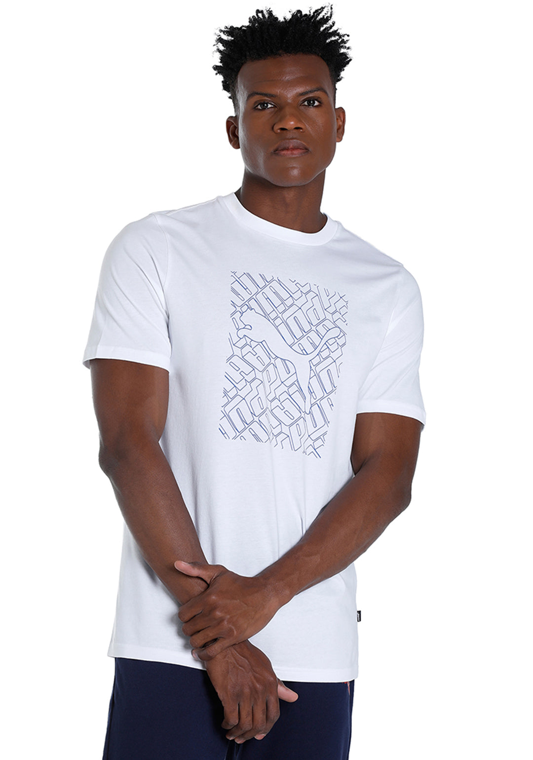 Men White GRAPHICS Cat T-Shirt