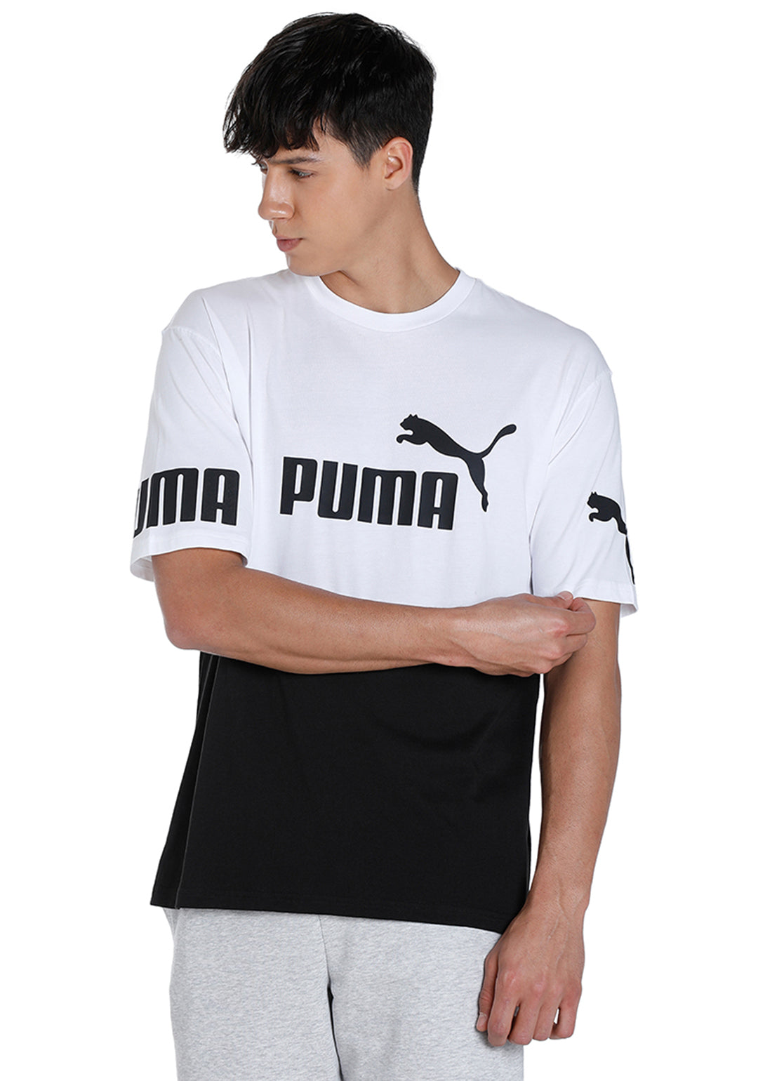Puma Men White PUMA POWER Colorblock T-Shirt (1)