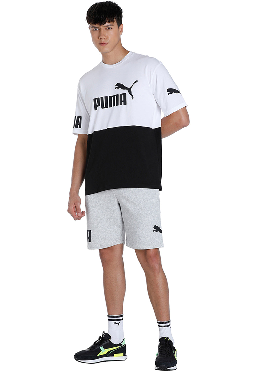 Puma Men White PUMA POWER Colorblock T-Shirt (5)