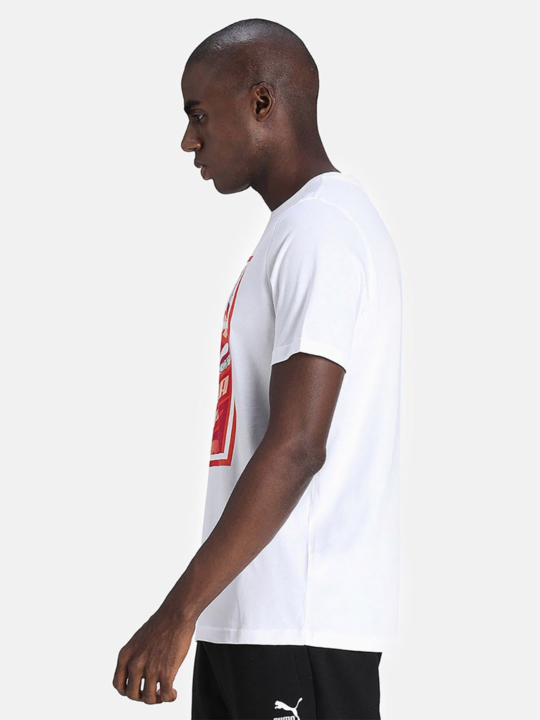 Puma Men White & Red Printed Graphic Box Logo Play T-Shirts (4)
