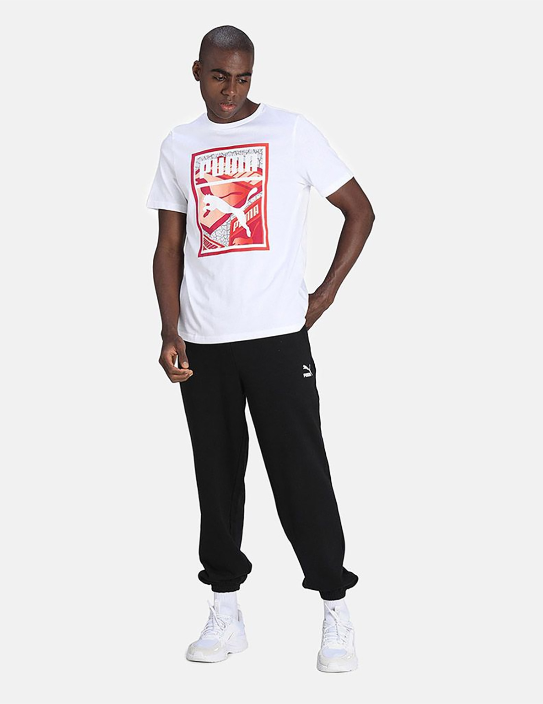 Puma Men White & Red Printed Graphic Box Logo Play T-Shirts (5)