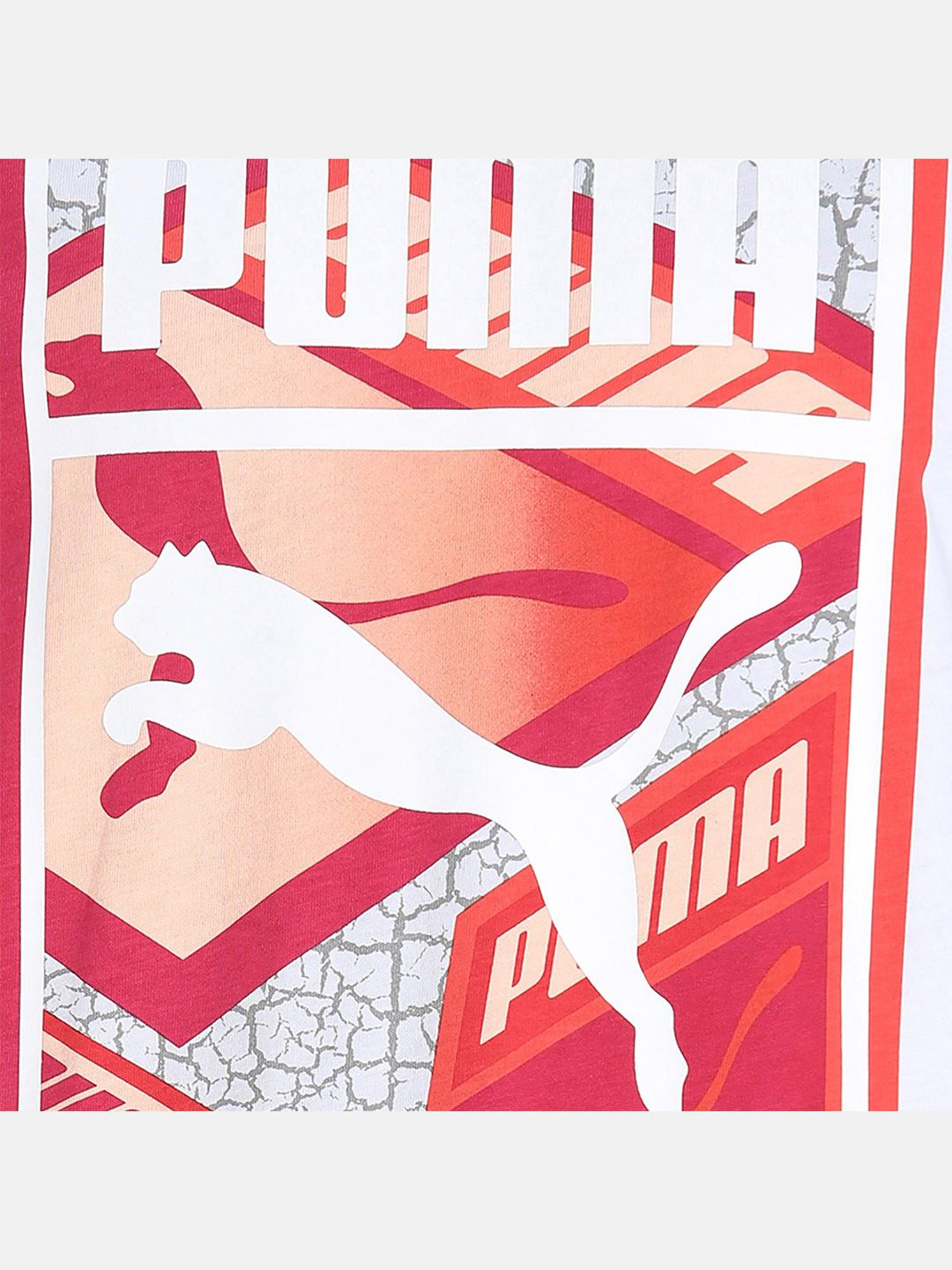 Puma Men White & Red Printed Graphic Box Logo Play T-Shirts (6)