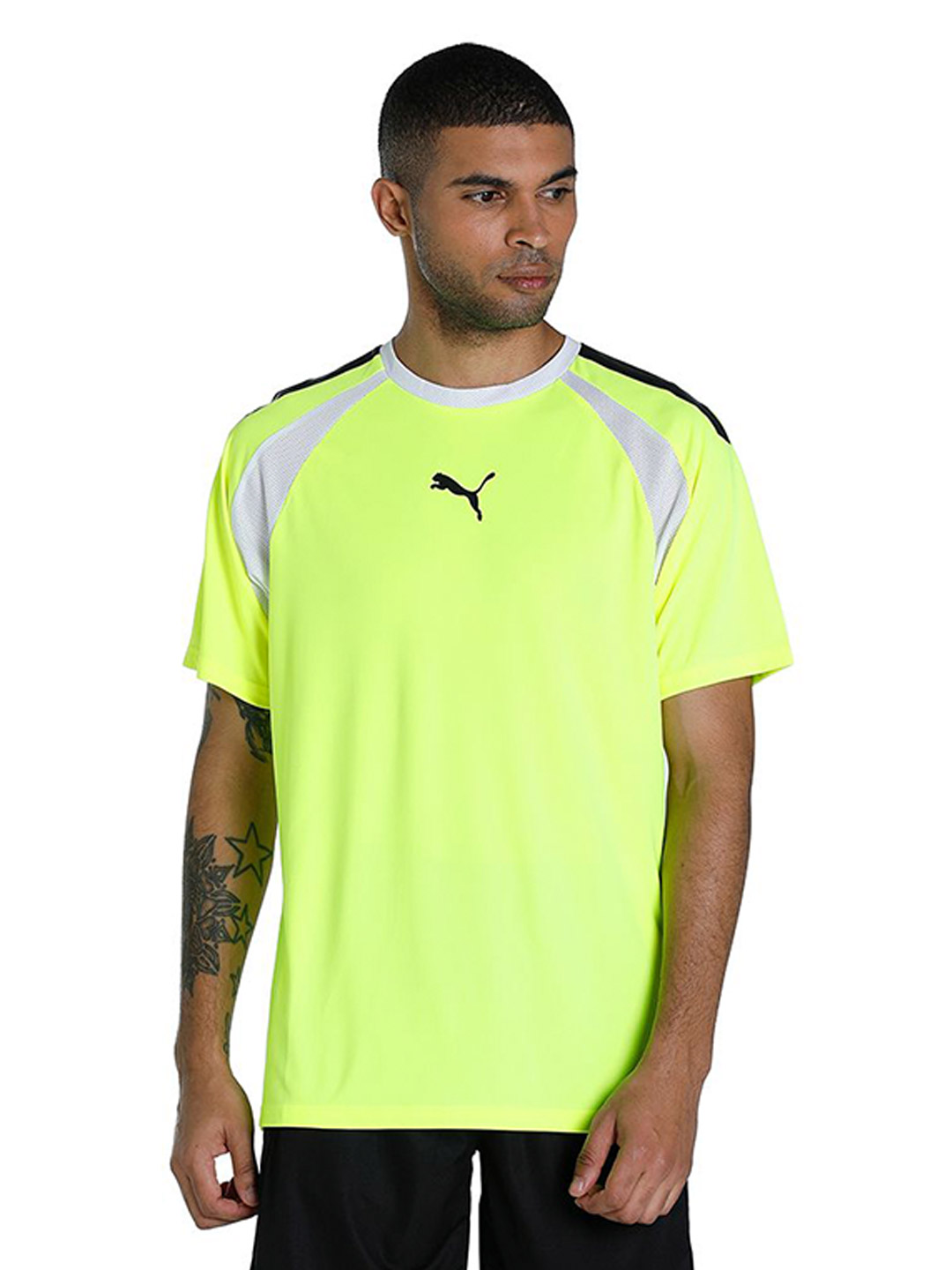 Men Yellow Alert-Puma Black Printed teamLIGA T-Shirt