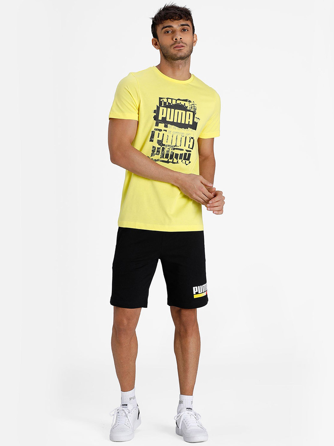 Puma Men Yellow & Black Graphic Printed T-Shirts (5)