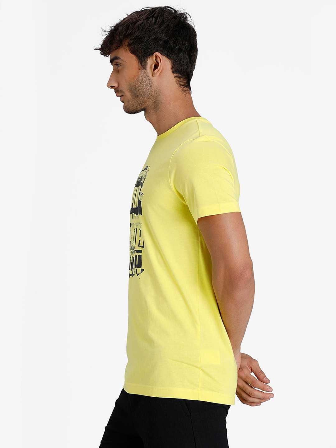 Puma Men Yellow & Black Graphic Printed T-Shirts (2)