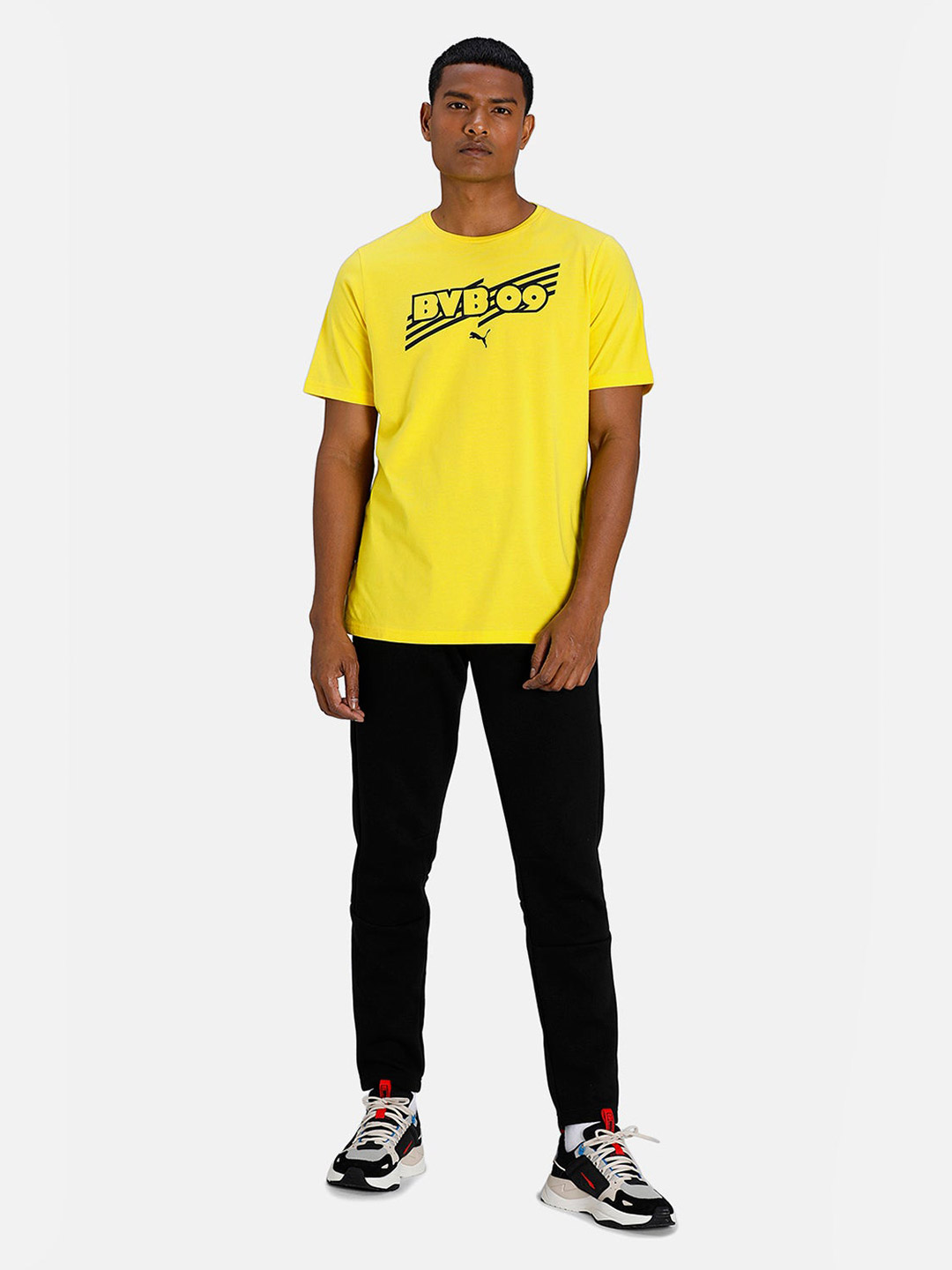 Puma Men Yellow & Black Printed Borussia Dortmund Football Core T-Shirts (4)