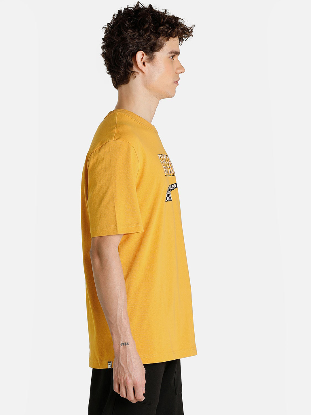 Puma Men Yellow Printed Downtown Logo T-Shirts (4)