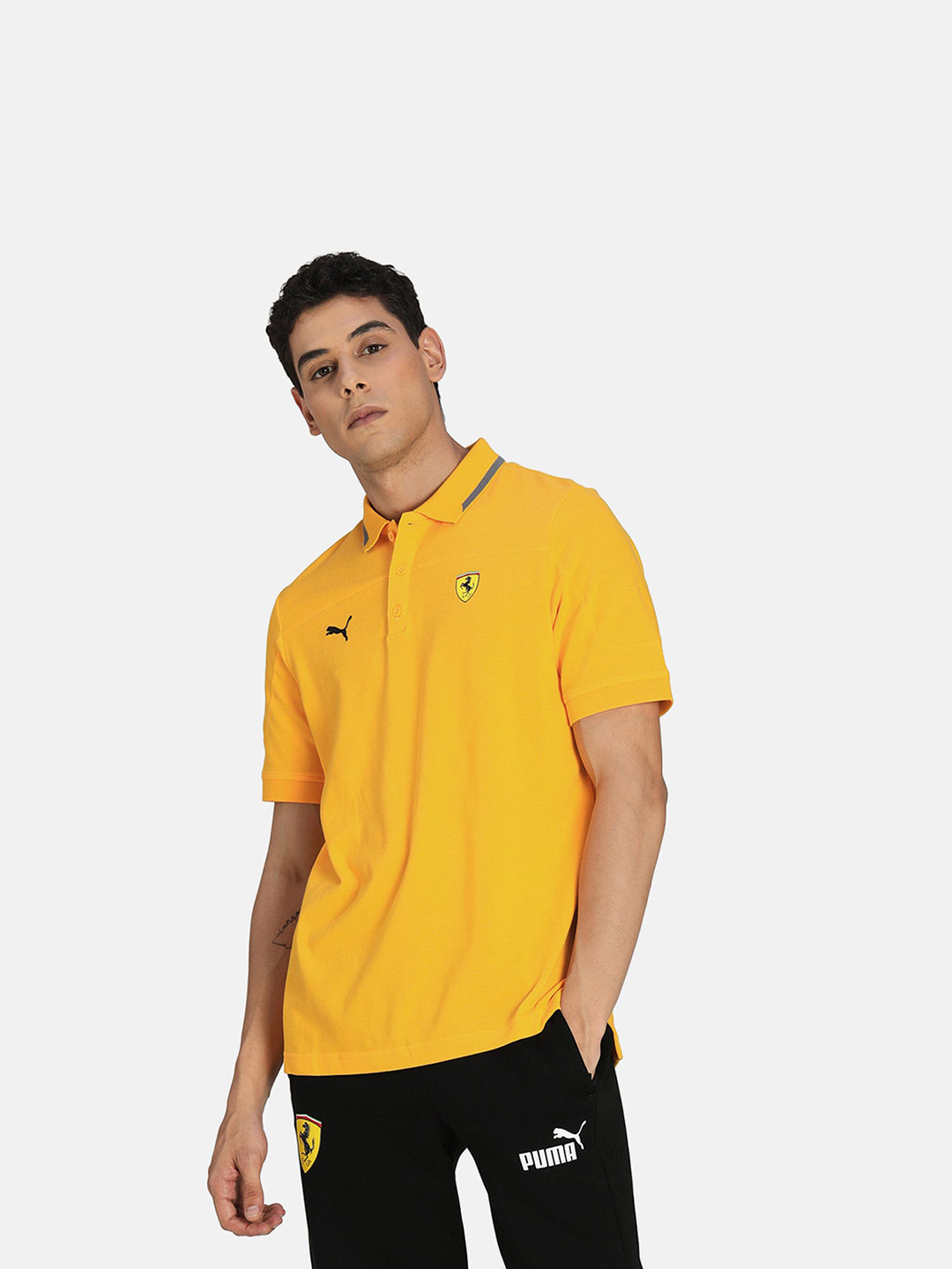 Yellow puma polo shirt cheap