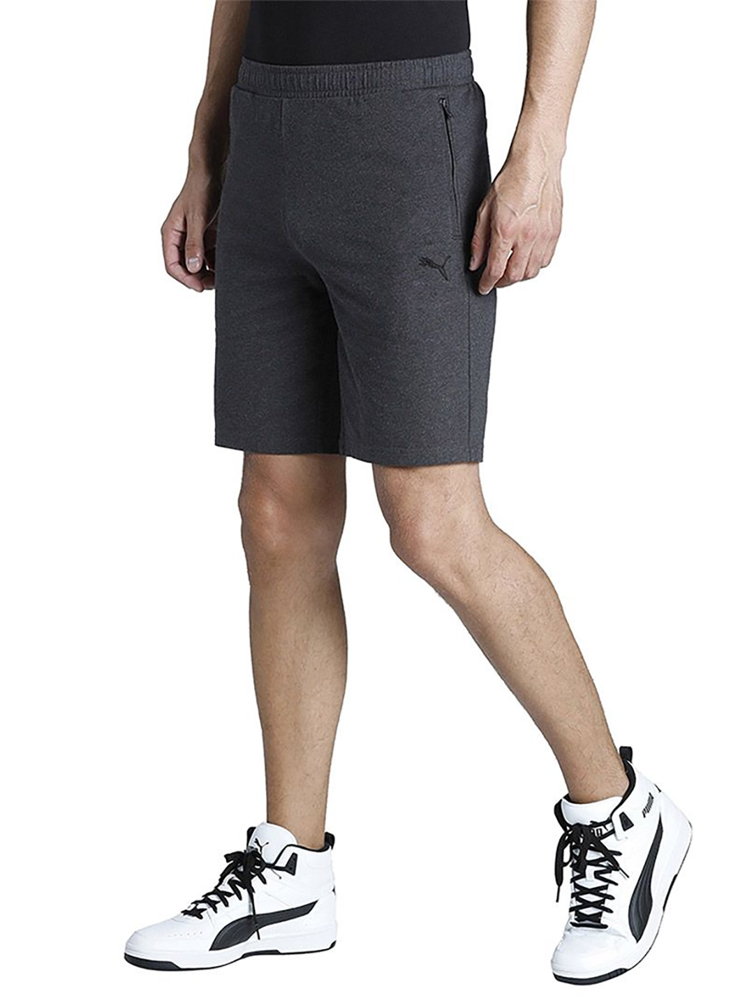 Puma Puma Zippered Jersey Shorts Dark Gray Heather (1)