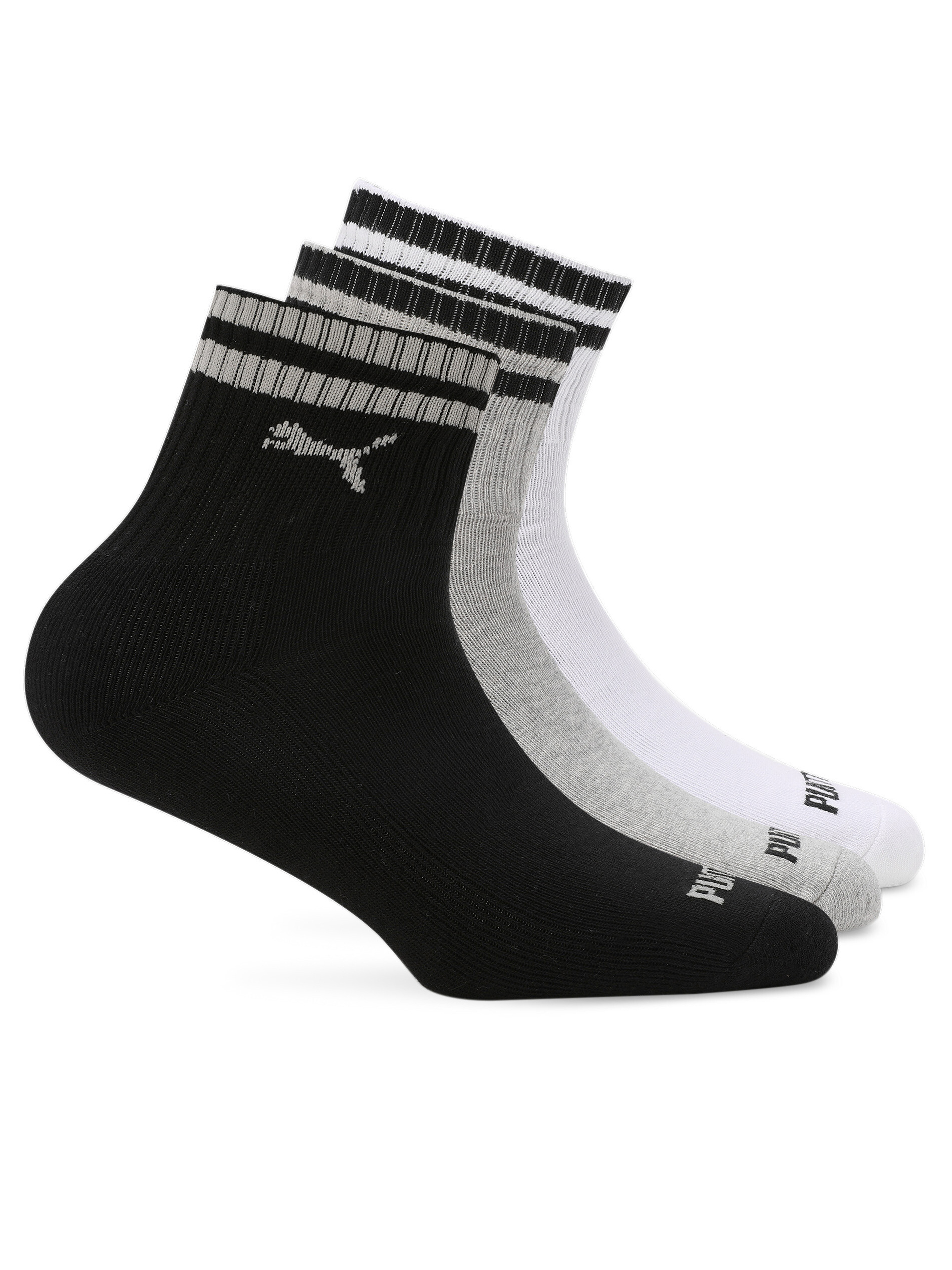 Puma Unisex Ankle Length Black, White, Grey-Medium Gray Heather Socks Pack of 3 (1)