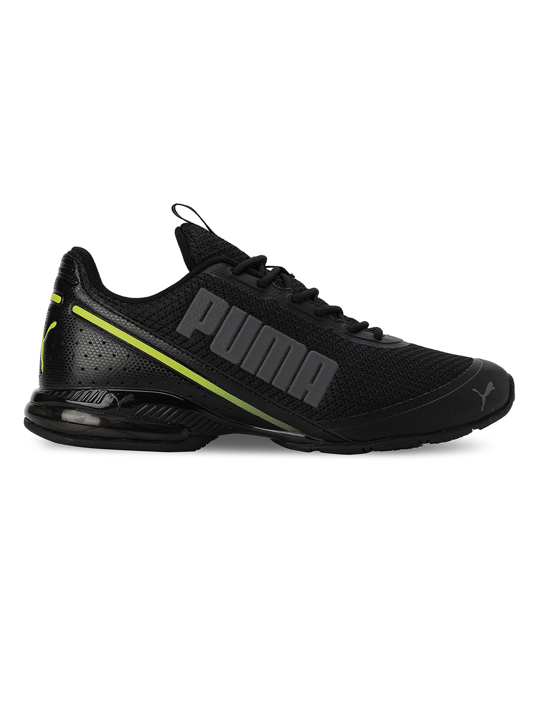 Puma Unisex Black and Lime Green Cell Divide Mesh Sports Shoes (1)