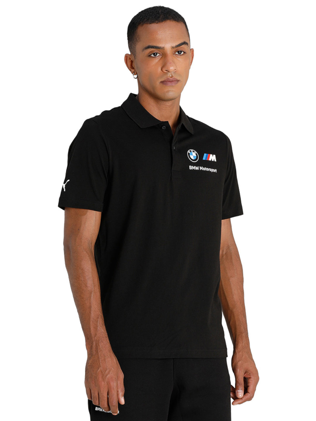 Puma X BMW Men Black BMW MMS ESS Logo Printed Polo Collar T-Shirt