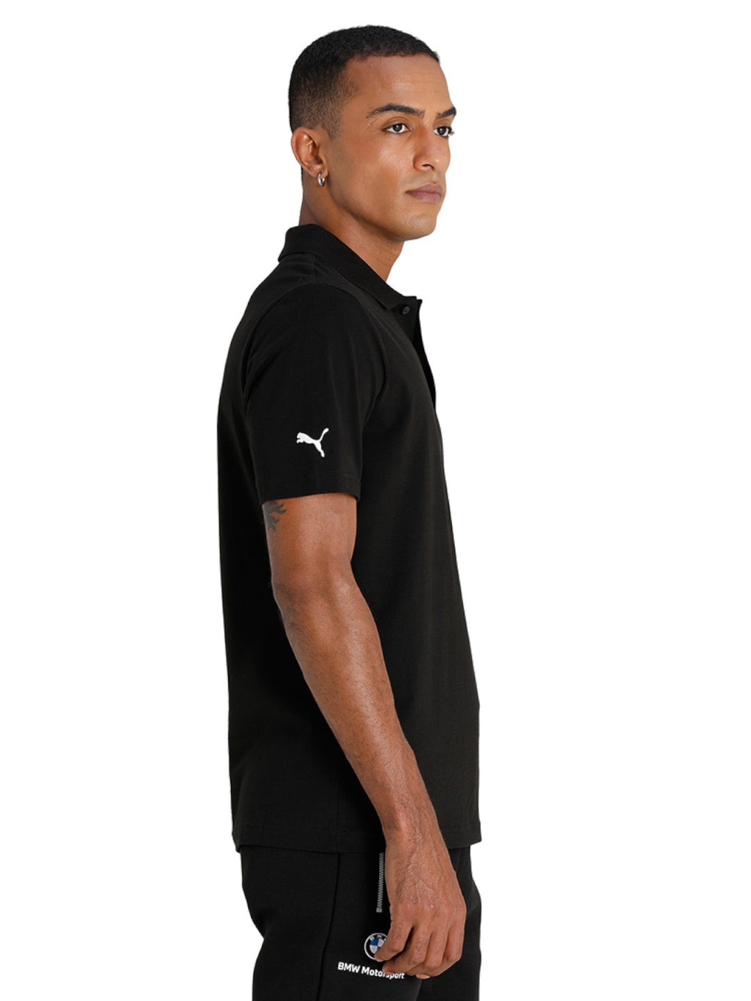 Puma X BMW Men Black BMW MMS ESS Logo Printed Polo Collar T-Shirt (4)