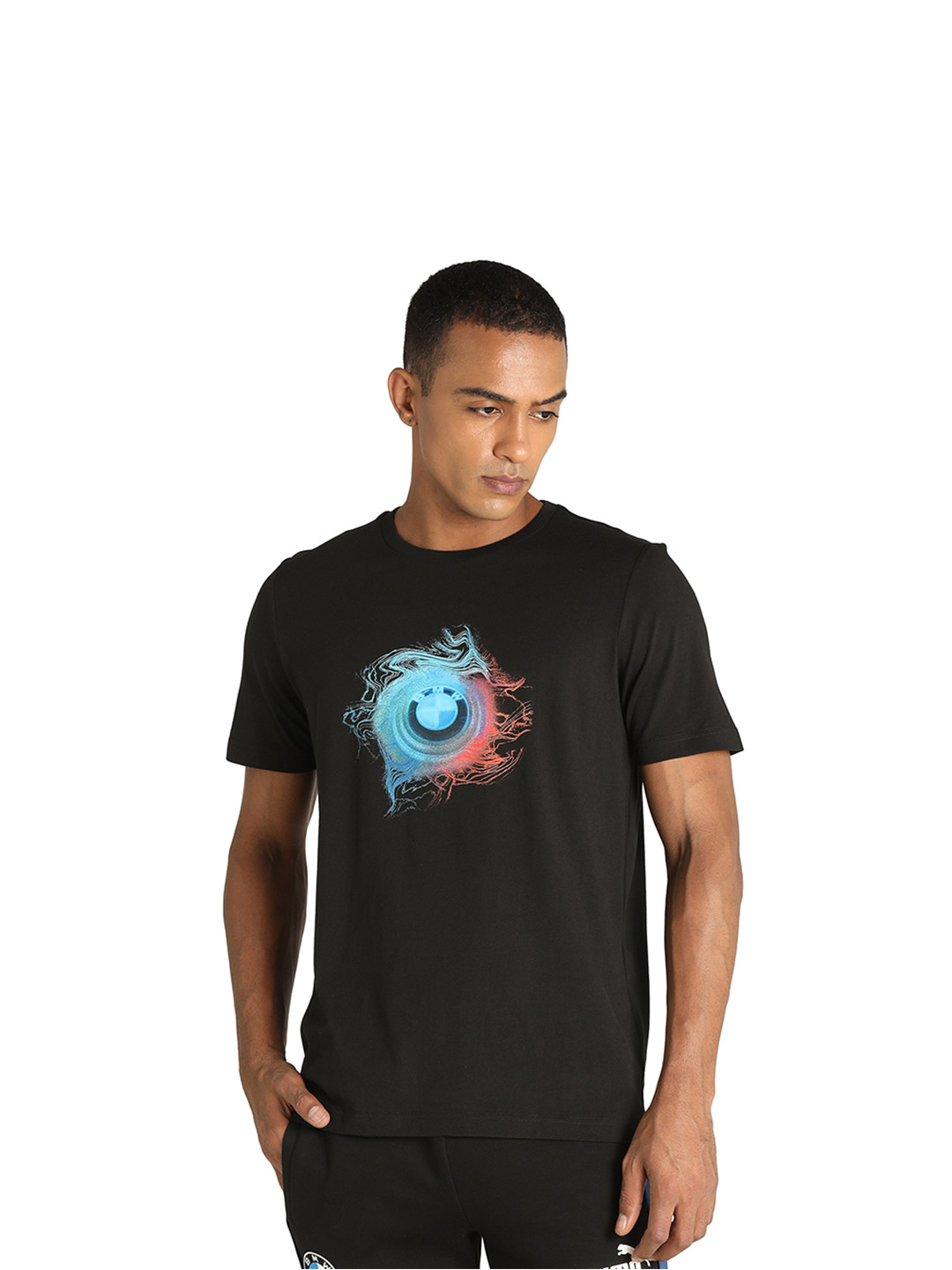 Puma X BMW Men Black BMW MMS Nightride Round Neck Half Sleeves T Shirt (1)