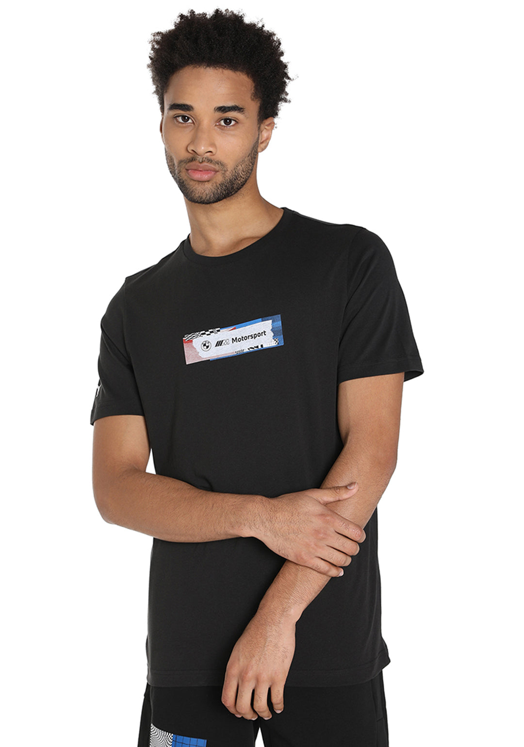 Men Black BMW MMS Statement Logo T-Shirt