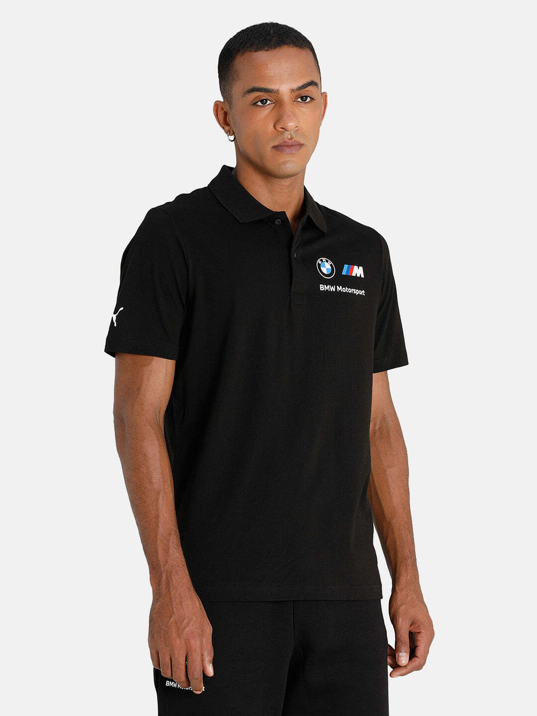 Puma X BMW Men BMW MMS ESS Black Half Sleeves Polo Collar T-Shirt (1)