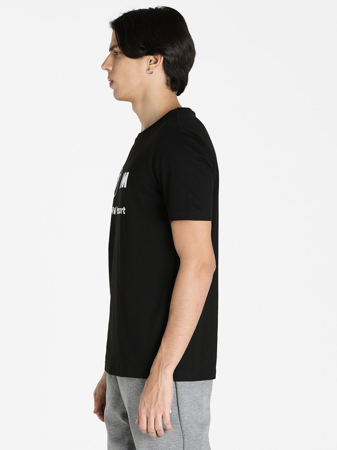 Puma X BMW Men BMW MMS ESS Logo Black Half Sleeve Round Neck T-Shirt (2)