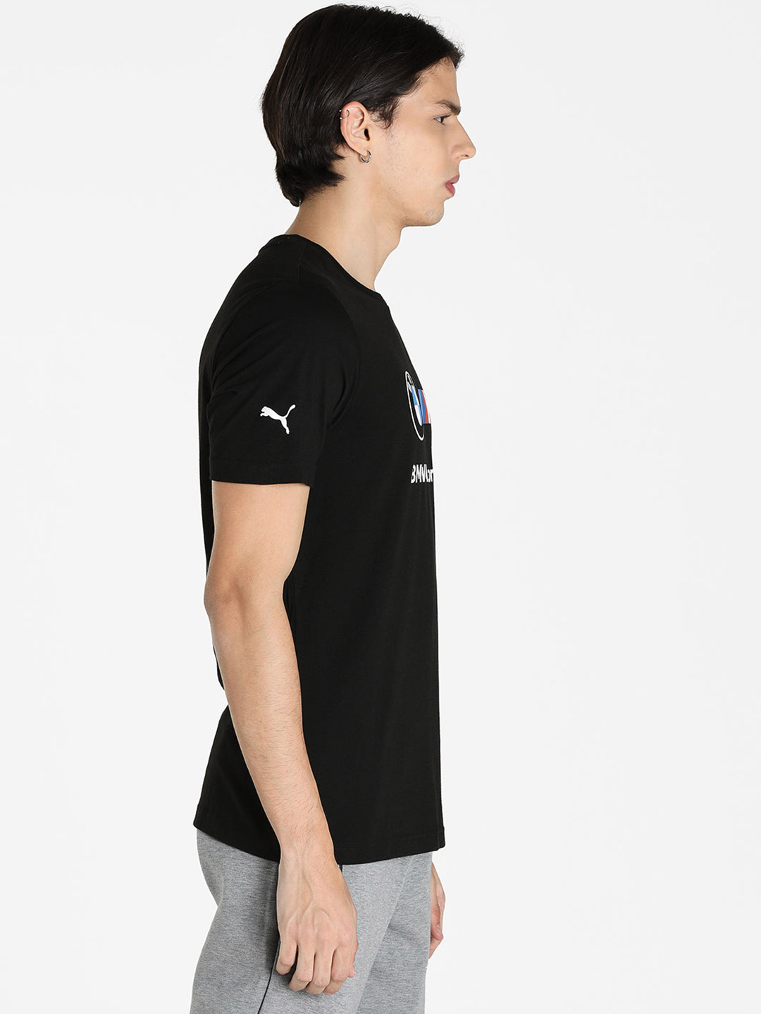 Puma X BMW Men BMW MMS ESS Logo Black Half Sleeve Round Neck T-Shirt (4)