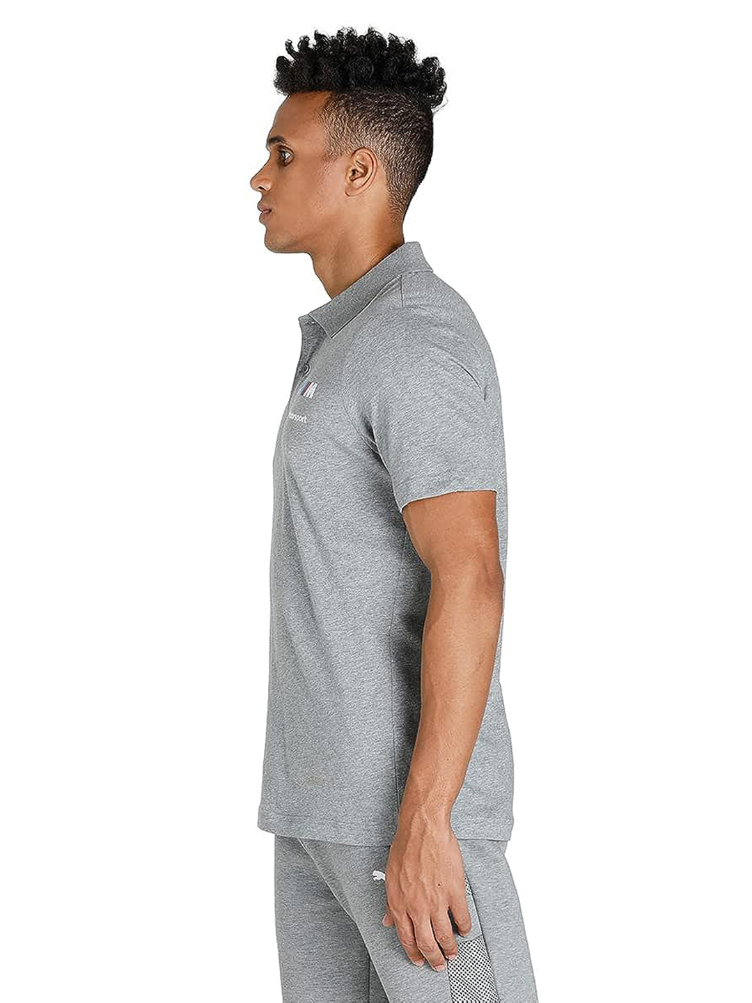 Puma X BMW Men Grey BMW MMS ESS Logo Printed Polo Neck T-Shirt (2)