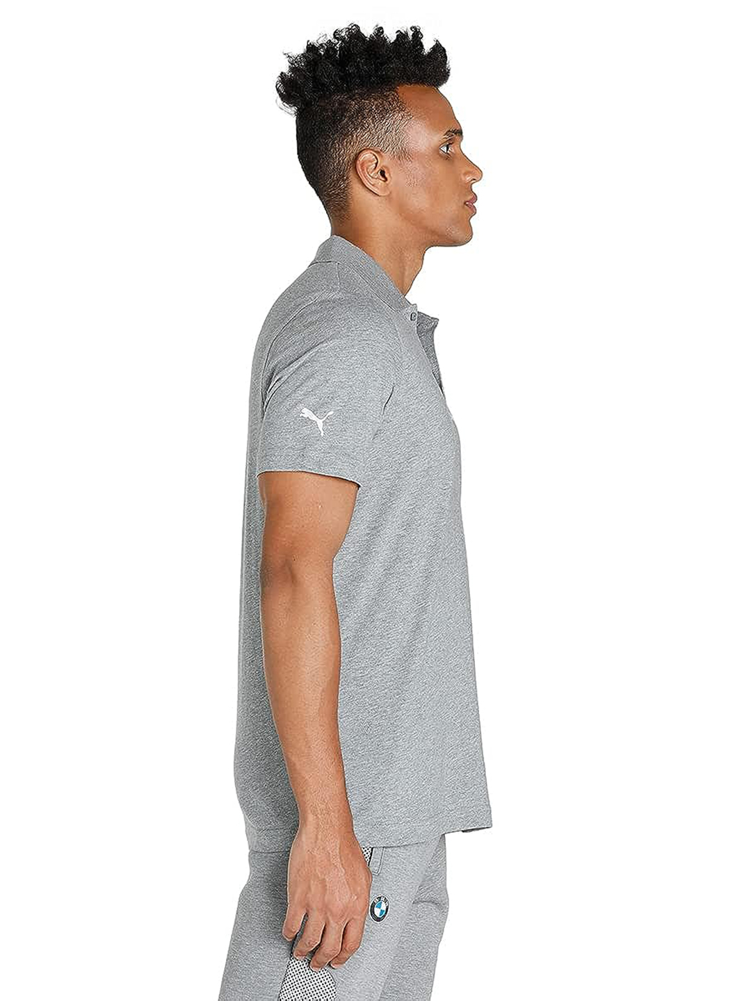 Puma X BMW Men Grey BMW MMS ESS Logo Printed Polo Neck T-Shirt (4)