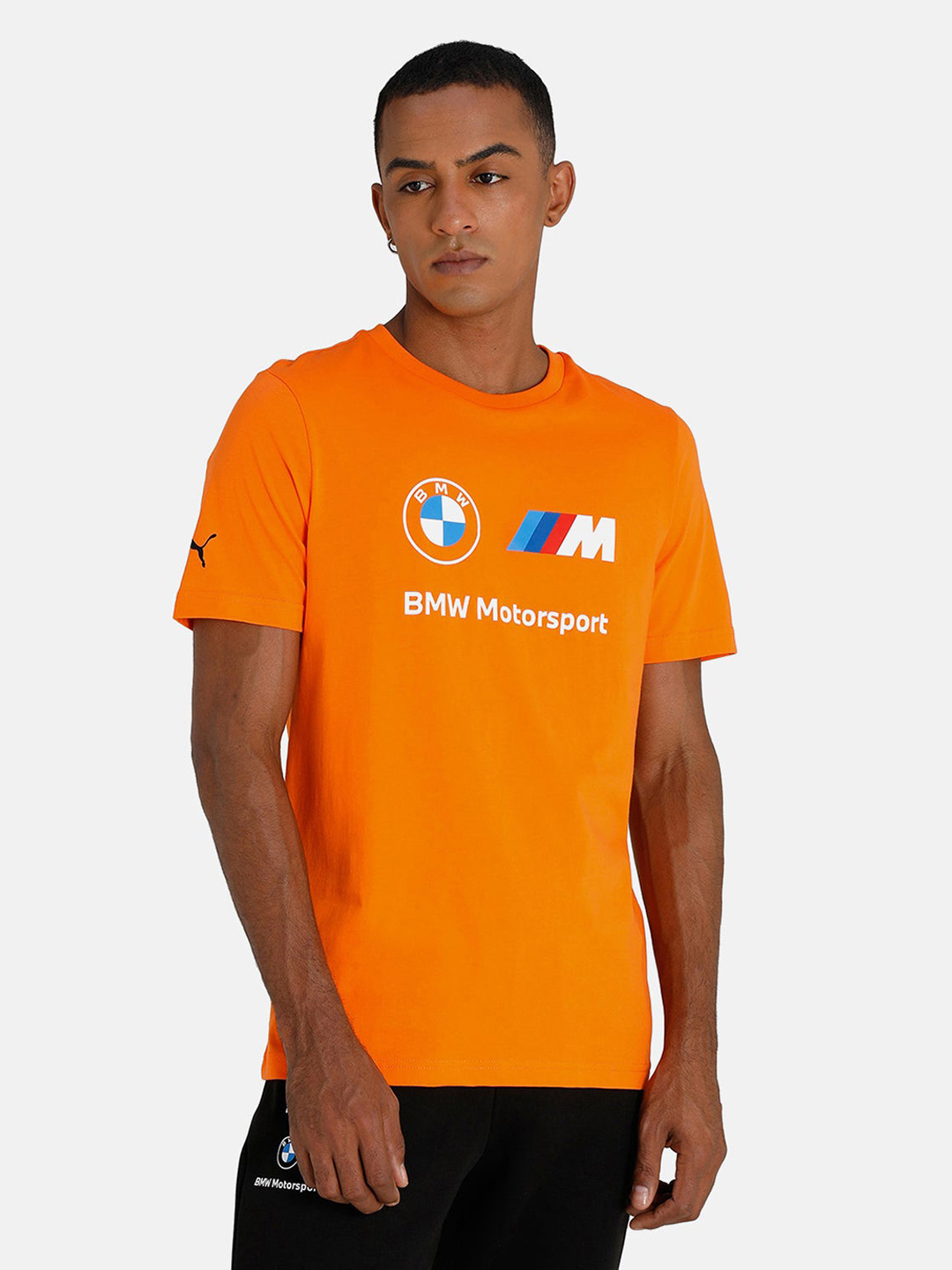 Puma X BMW Men Orange Printed BMW MMS ESS Logo T-Shirts (1)