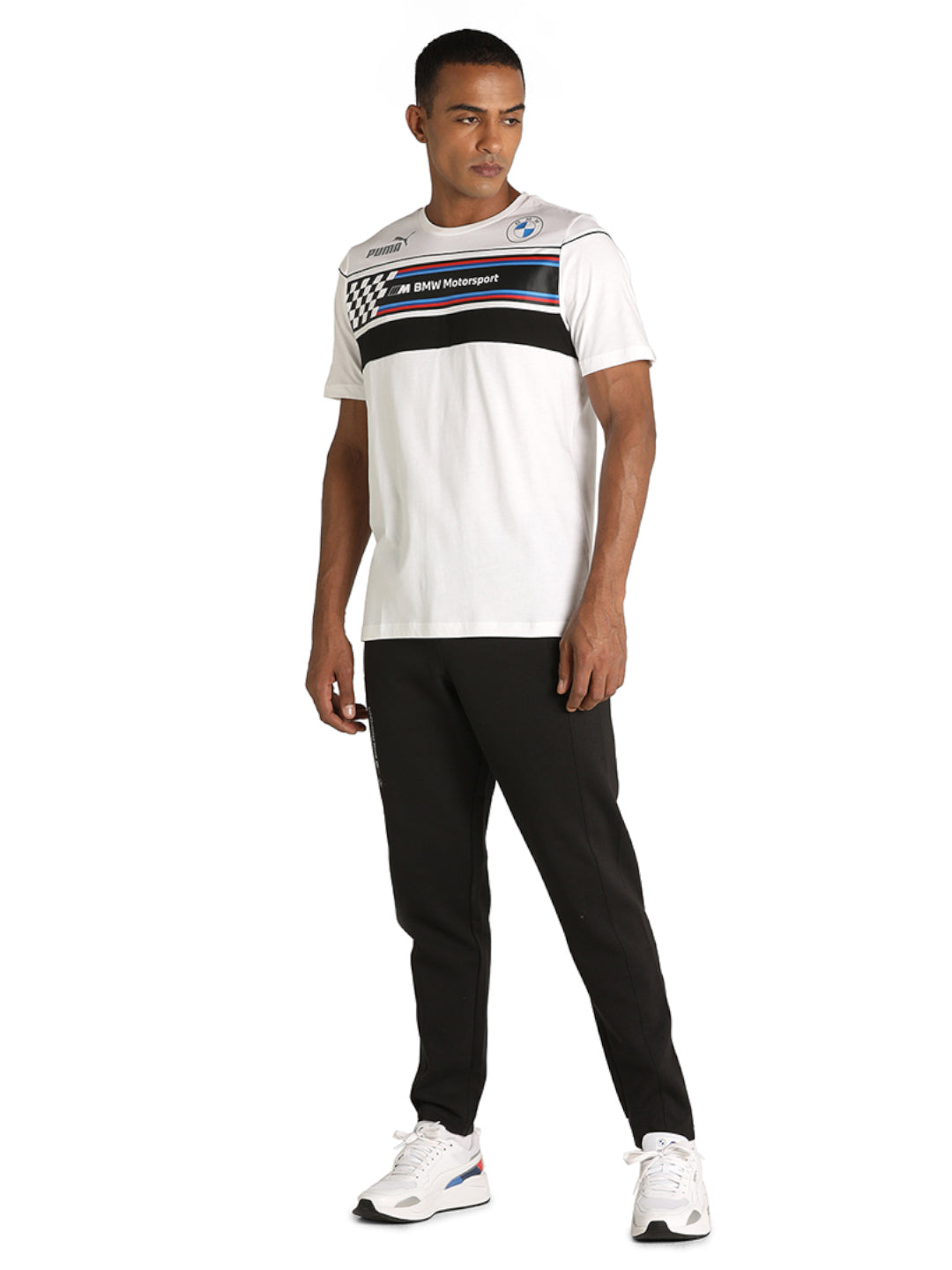 Puma X BMW Men White and Black BMW MMS Logo Printed Half Sleeves Round Neck T-Shirt (5)