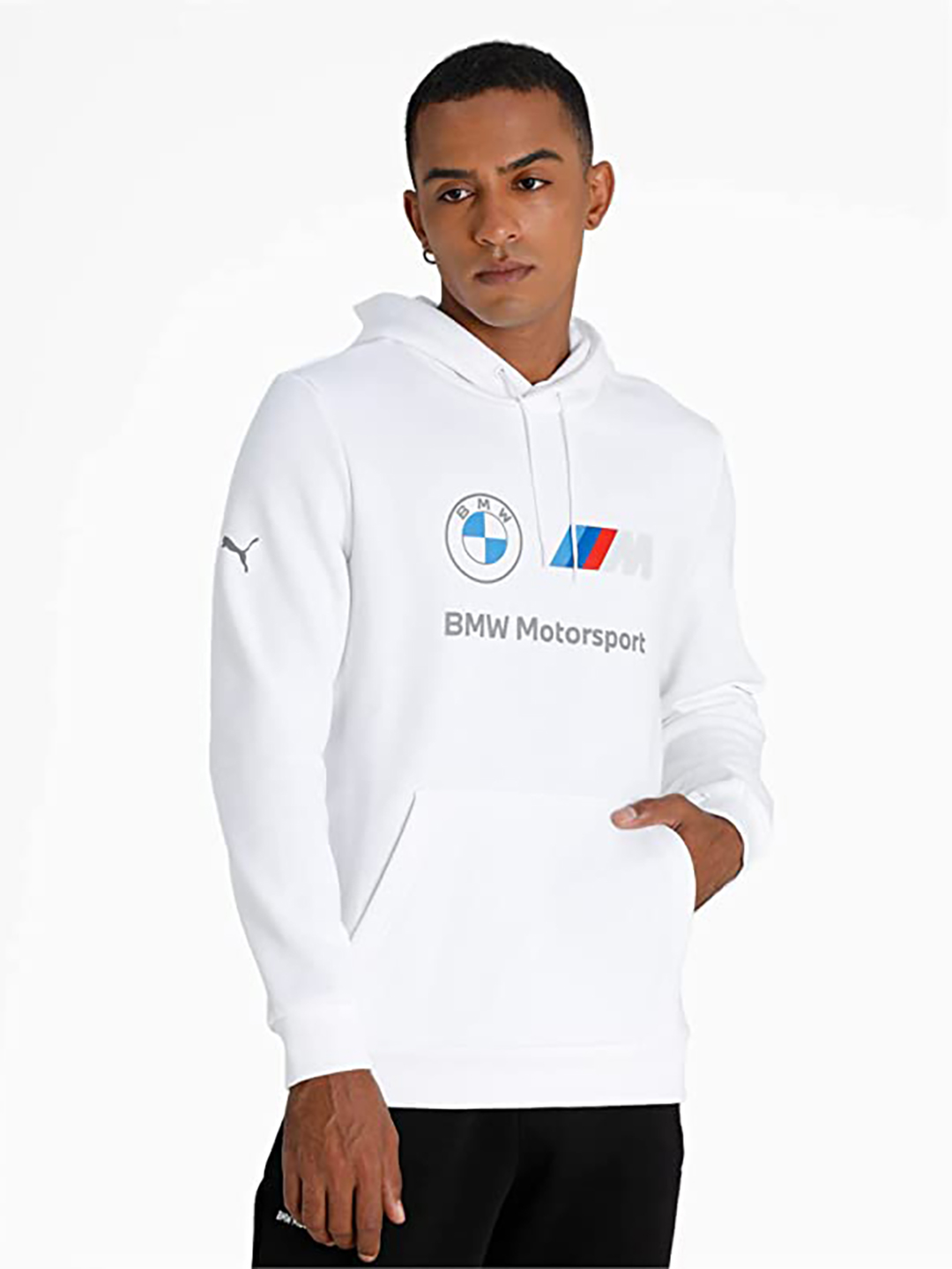 Puma X BMW Men White BMW M Motorsport Essentials Fleece Hoodie (1)