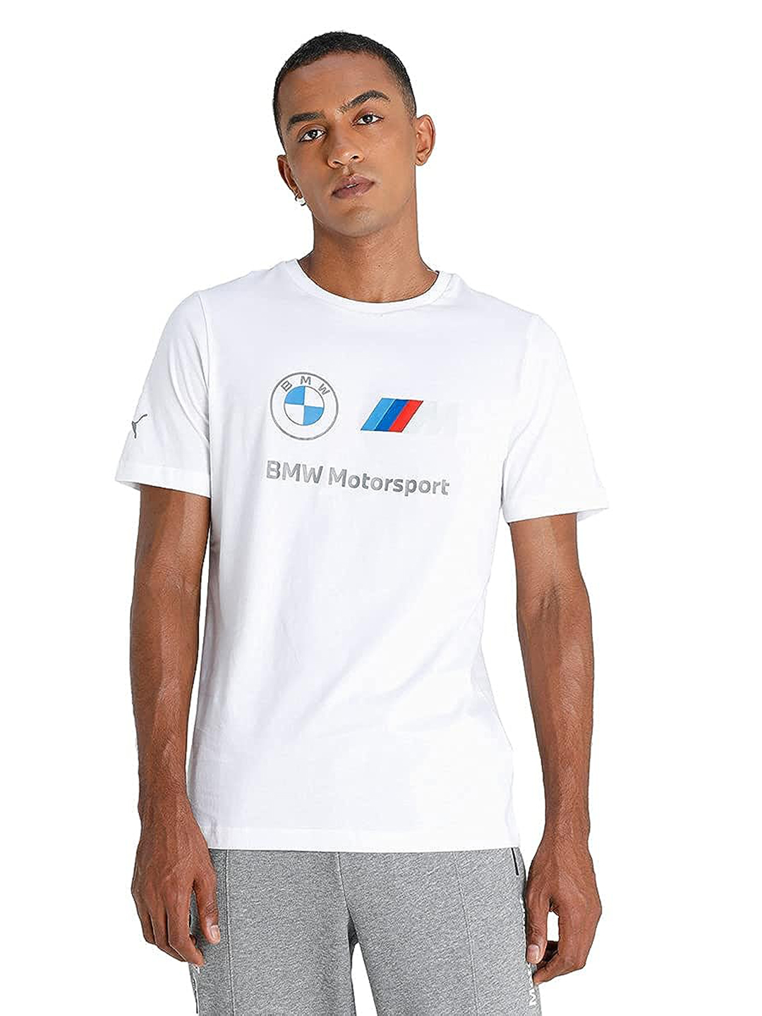Puma X BMW Men White BMW MMS ESS Logo Printed Round Neck Half Sleeves T-Shirt (1)