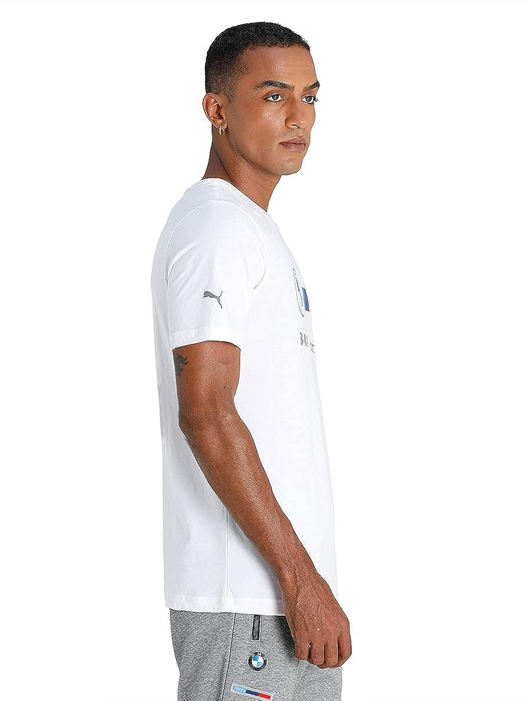 Puma X BMW Men White BMW MMS ESS Logo Printed Round Neck Half Sleeves T-Shirt (4)