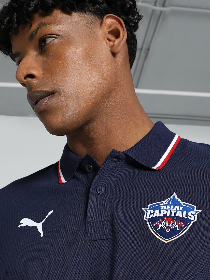 Puma X DC Men Navy Blue Logo Printed Half Sleeves Polo Collar Cotton T-Shirt (3)