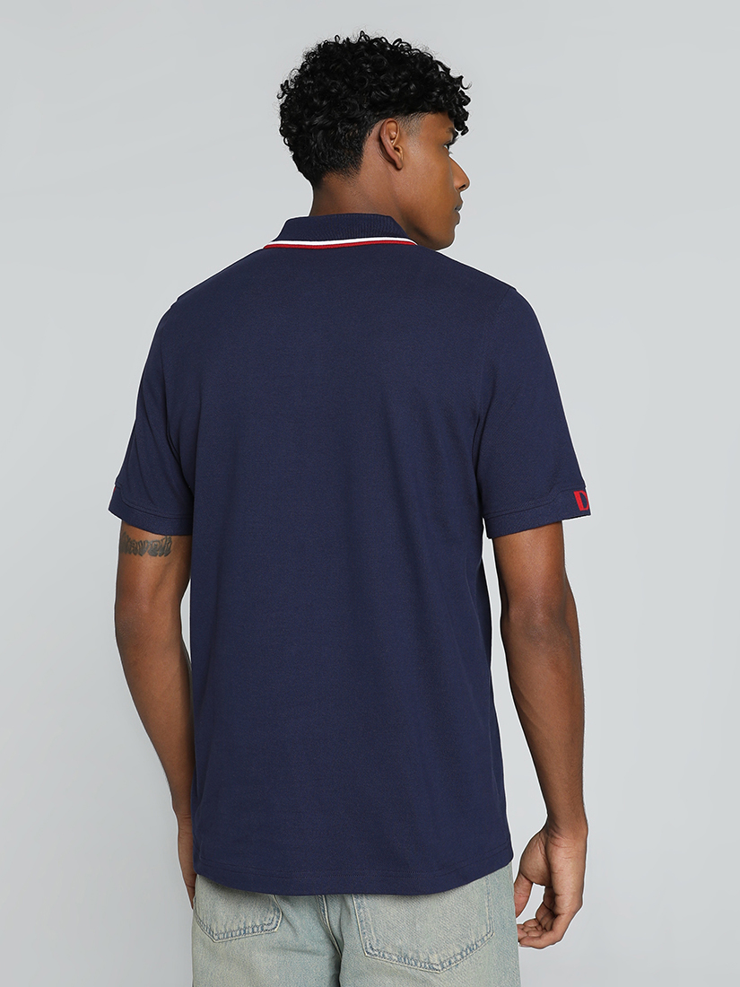 Puma X DC Men Navy Blue Logo Printed Half Sleeves Polo Collar Cotton T-Shirt (4)