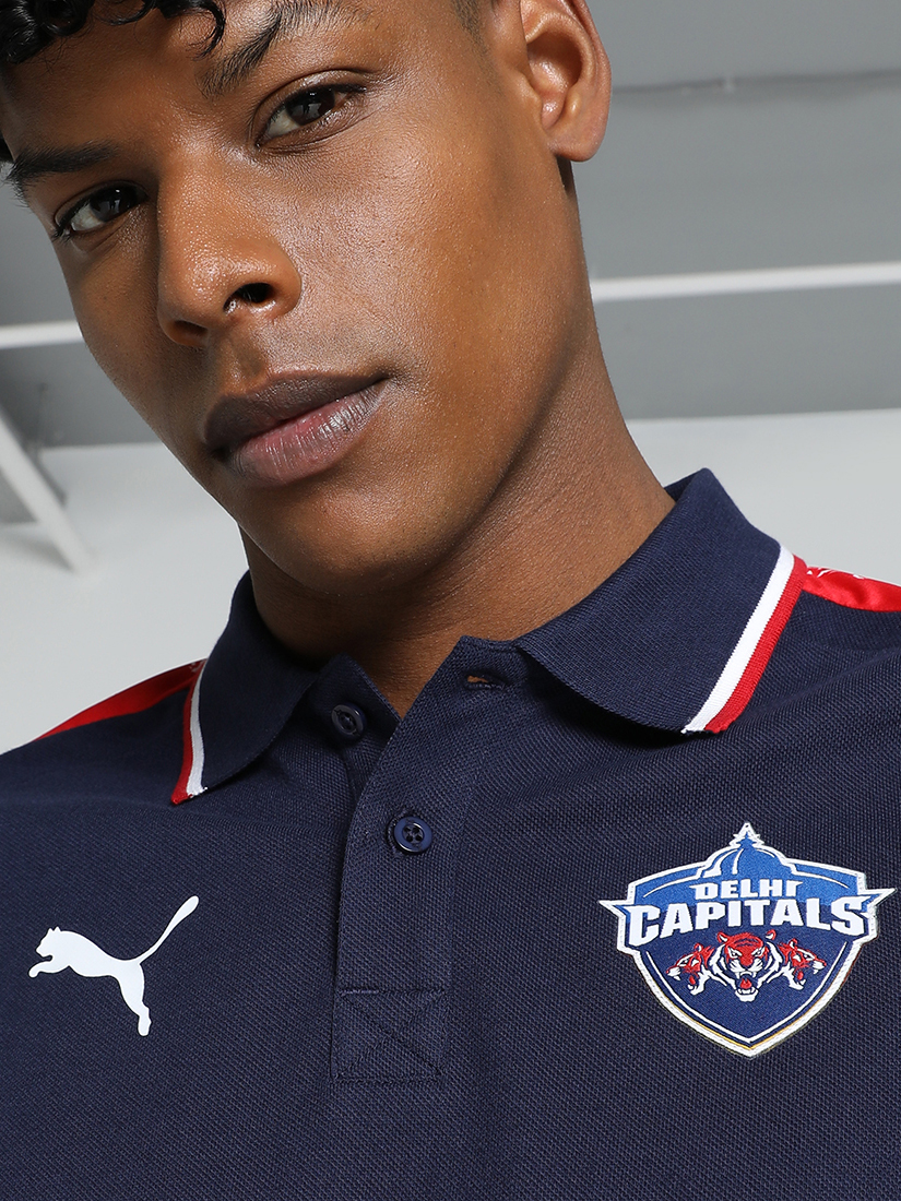 Puma X DC Men Navy Blue Logo Printed Half Sleeves Polo Collar Cotton T-Shirt (3)
