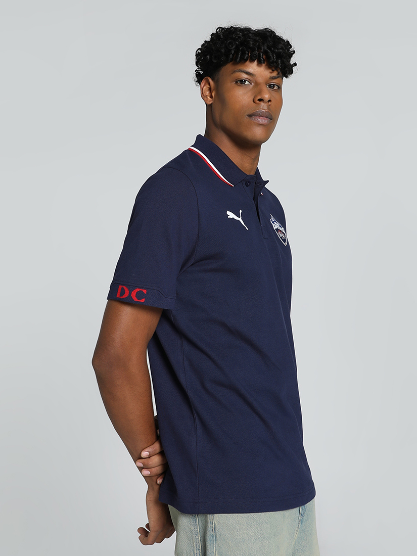 Puma X DC Men Navy Blue Logo Printed Half Sleeves Polo Collar Cotton T-Shirt (2)
