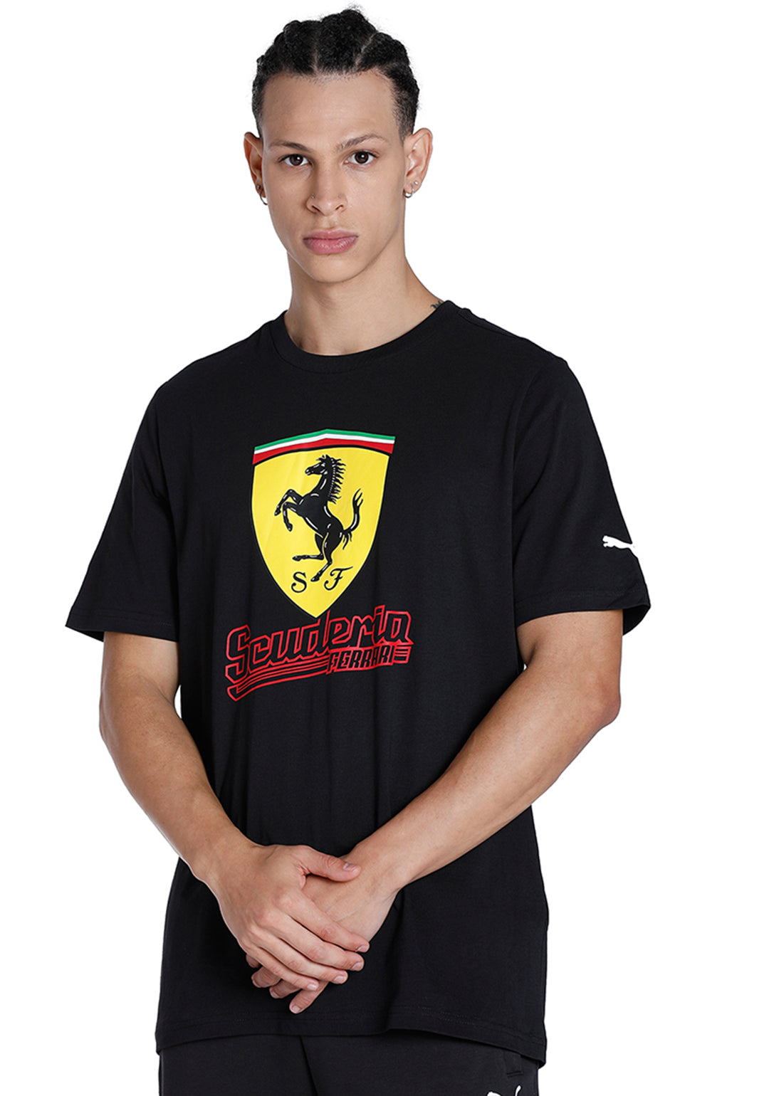 Puma X Ferrari Men Black Ferrari race Big Shield Heritage T-Shirt (1)