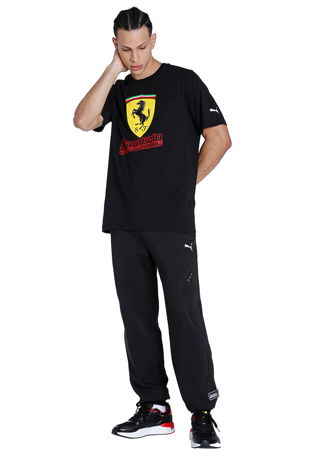 Puma X Ferrari Men Black Ferrari race Big Shield Heritage T-Shirt (5)