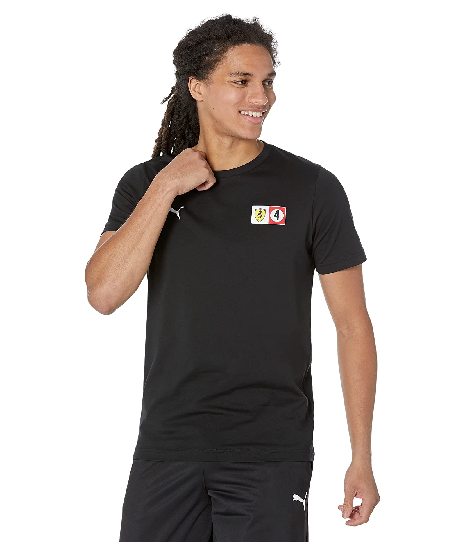 Puma X Ferrari Men Black Ferrari Race Colored Big Shield T-Shirt (1)