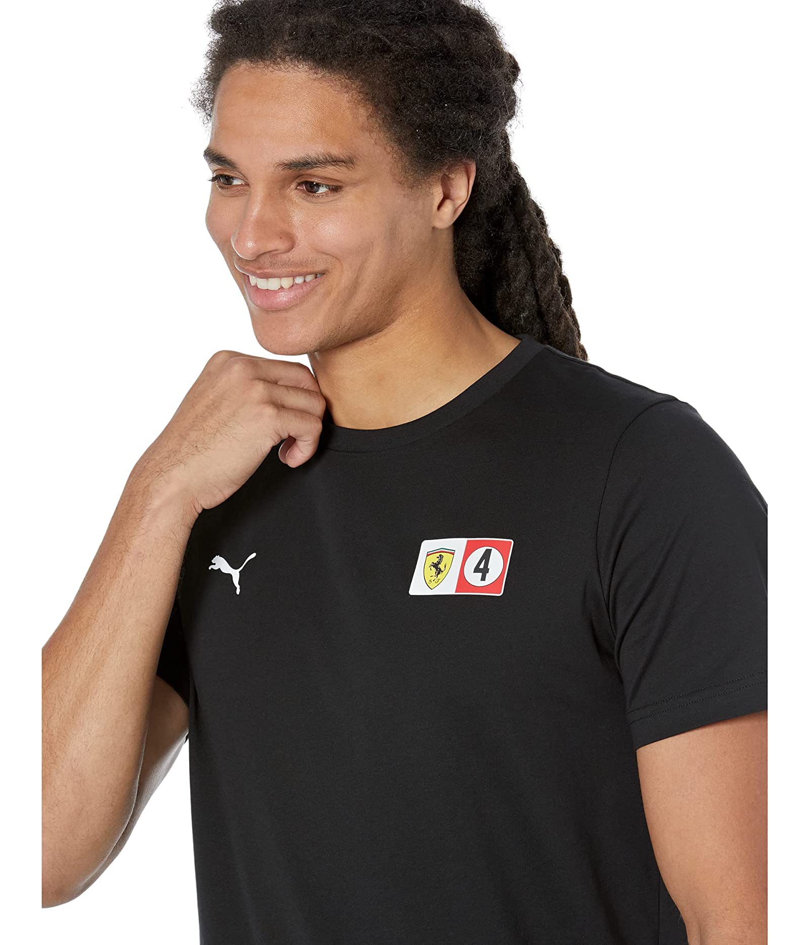 Puma X Ferrari Men Black Ferrari Race Colored Big Shield T-Shirt (3)