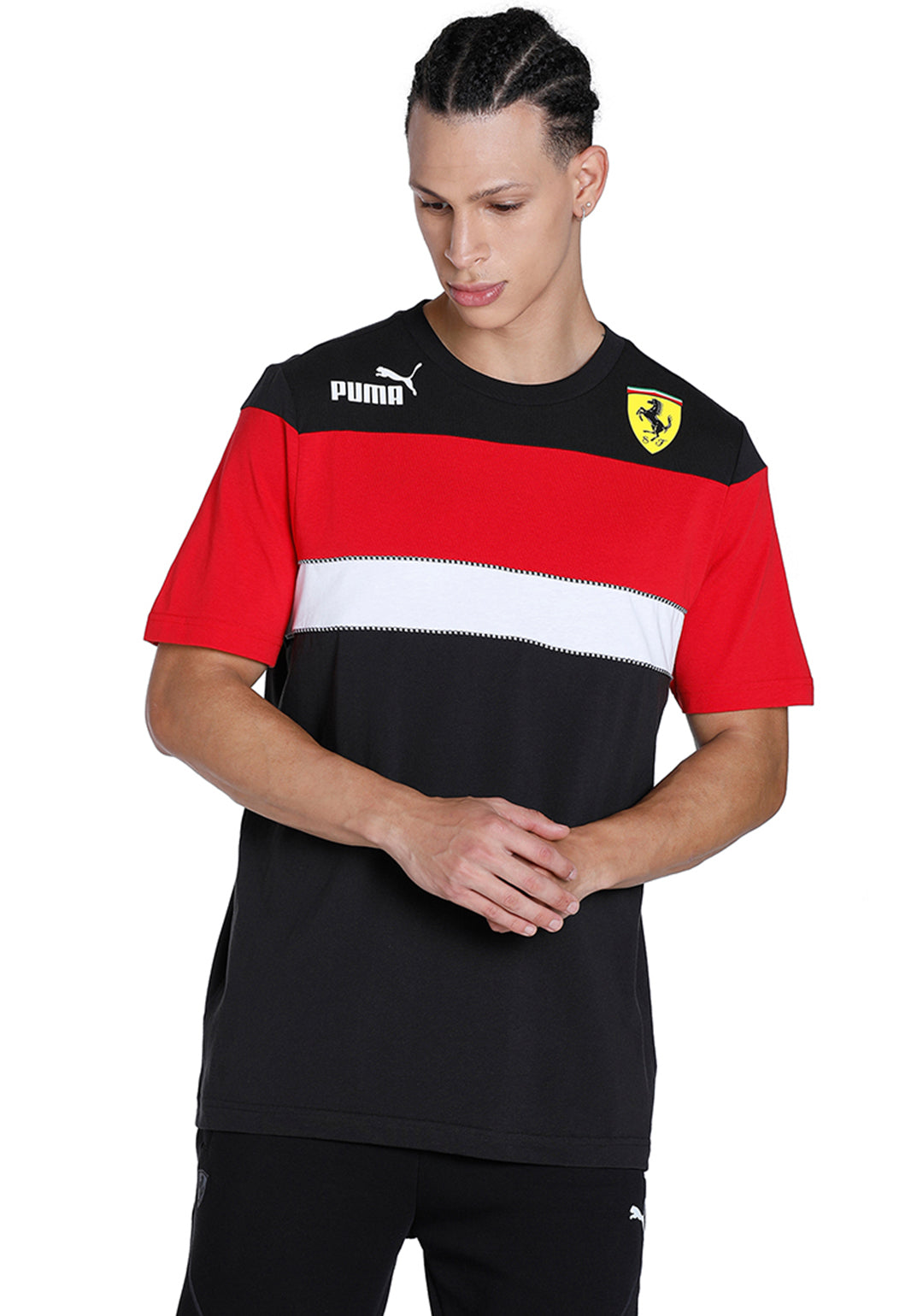 Men Black Ferrari Race SDS T-Shirt