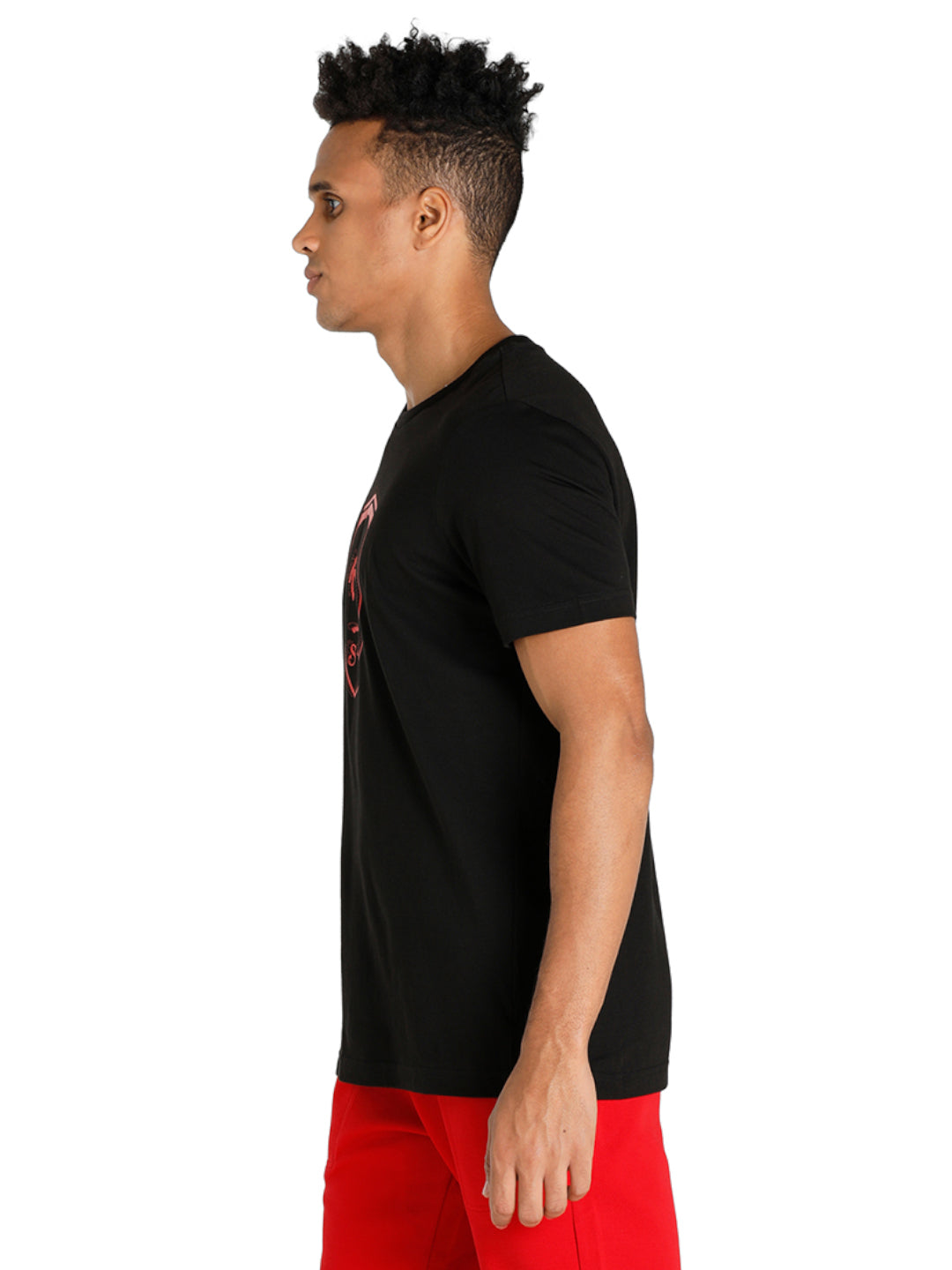 Puma X Ferrari Men Black Ferrari Race Tonal Big Shield Round Neck Half Sleeves T-Shirt (2)