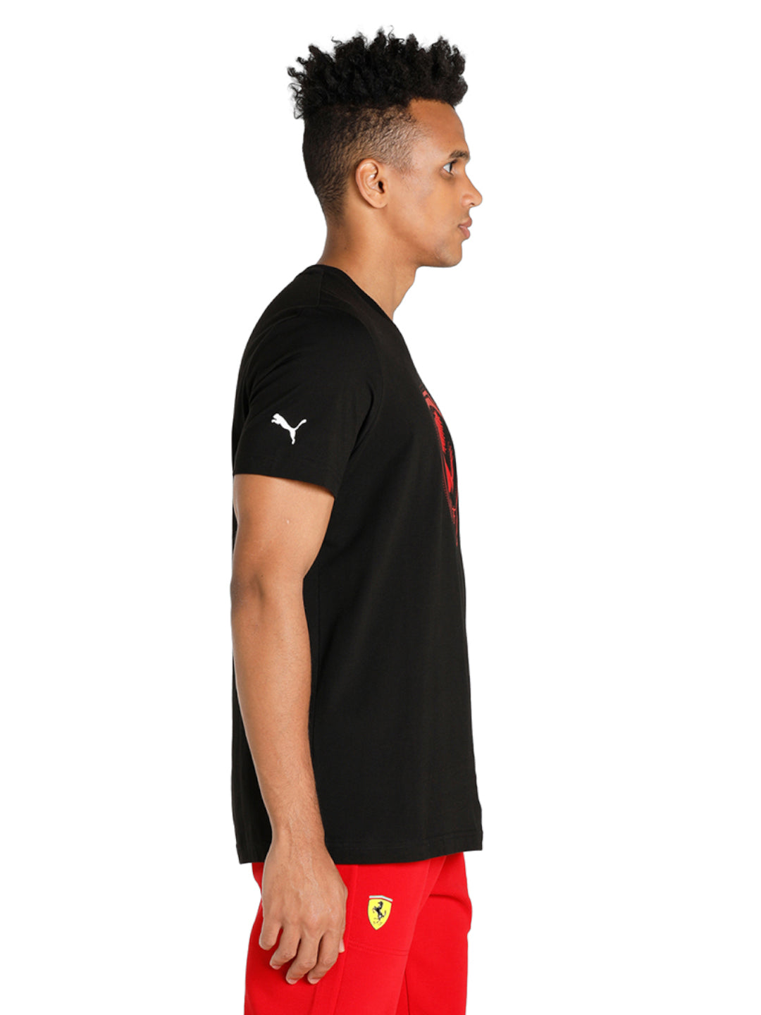 Puma X Ferrari Men Black Ferrari Race Tonal Big Shield Round Neck Half Sleeves T-Shirt (3)